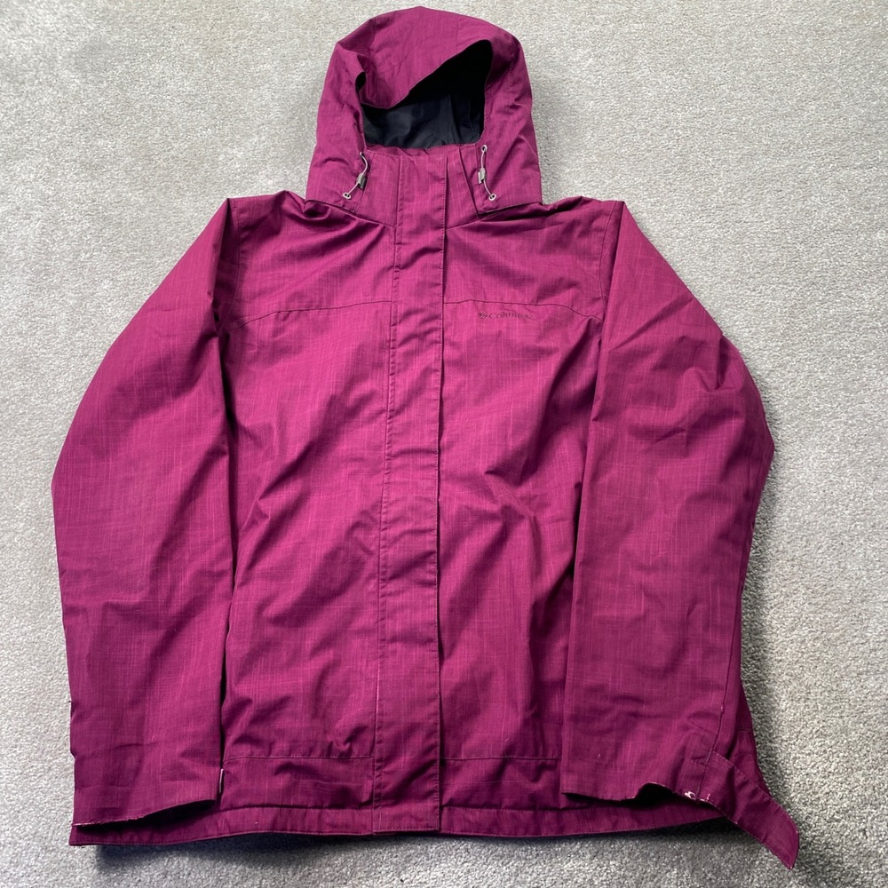 Columbia Interchange Rain Jacket Womens XL Magenta Pink Hooded Shell Coat